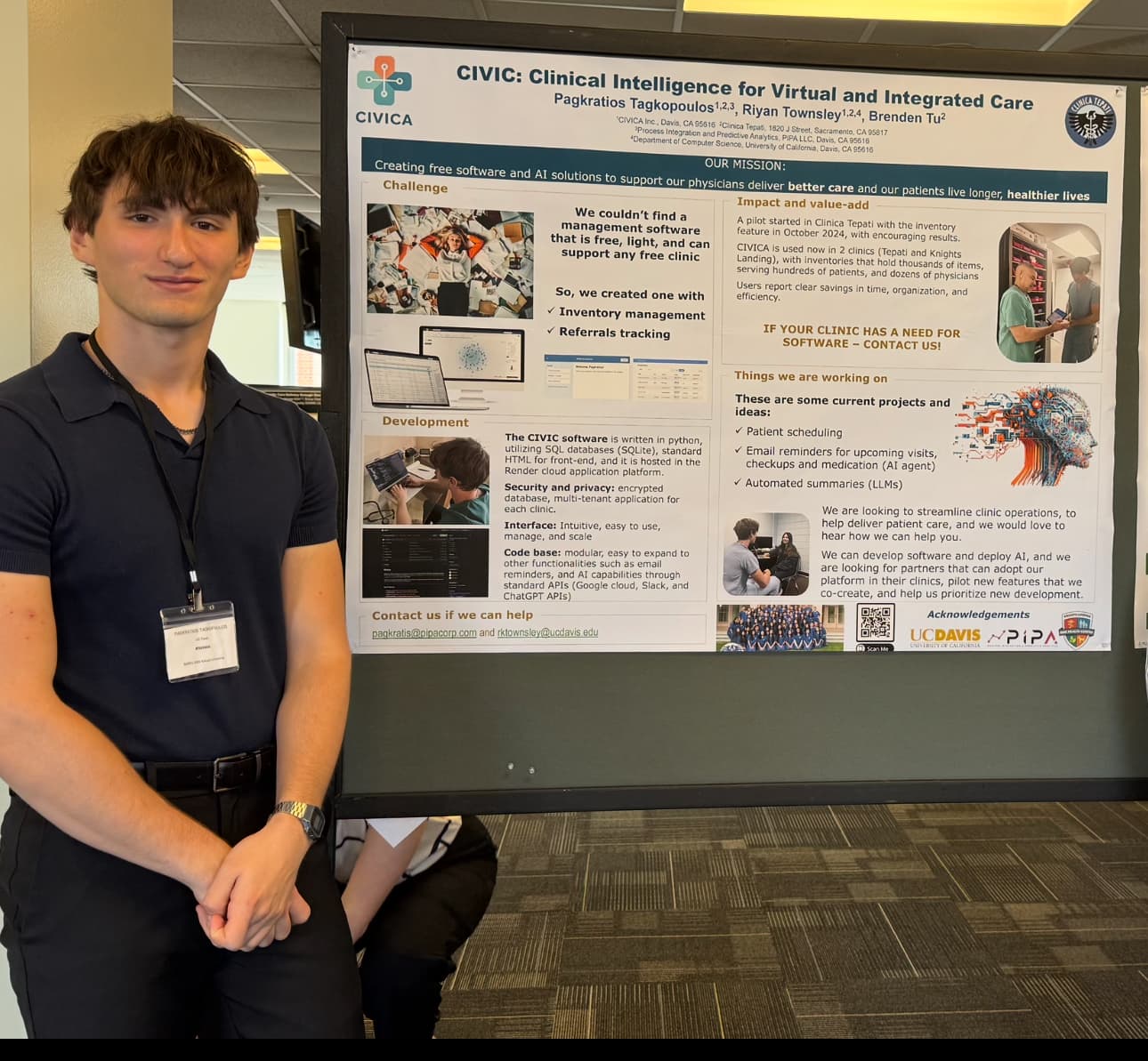 Pagkratios Tagkopoulos in front of the CIVIC research poster at SSRFC 2025